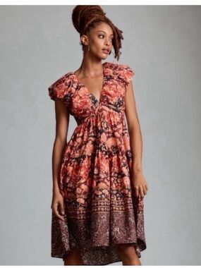 NWT Anthropologie Printed Floral Summer Babydoll Dress, size 8
